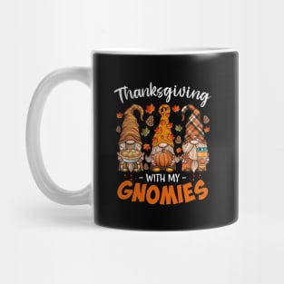Thanksgiving With My Gnomie Leopard Pumpkin Funny Autumn Gnomes Shirt Mug